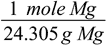 Conversion factor: 1 mole of Mg / 24.305 gram of Mg