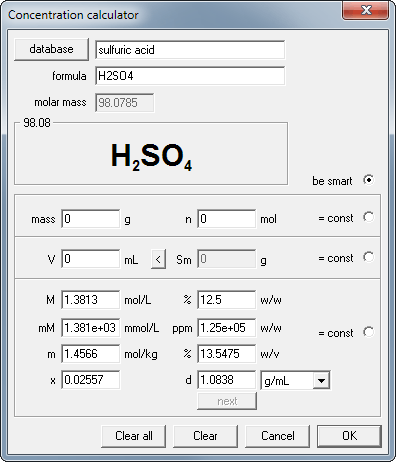 CASC concentration conversions calculator