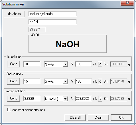 CASC concentration and solution calculator - solution mixer and dilution calculator