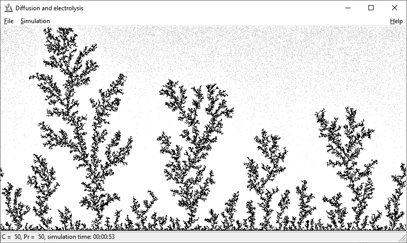 Simulation of diffusion and fractal electrodeposition