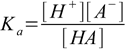 acid dissociation constant, eq. 1.1