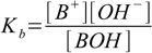 base dissociation constant, eq. 2.1