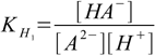 1st stepwise protonation constant, eq. 4.1